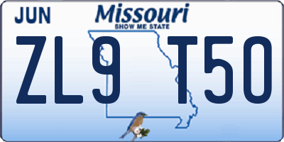 MO license plate ZL9T5O