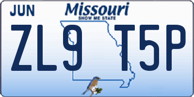 MO license plate ZL9T5P