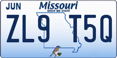 MO license plate ZL9T5Q