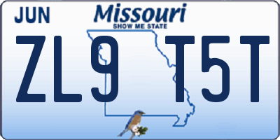 MO license plate ZL9T5T