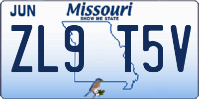 MO license plate ZL9T5V