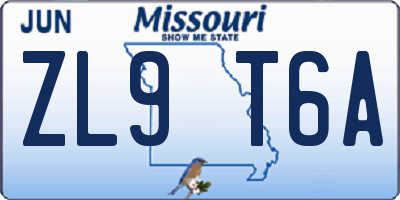 MO license plate ZL9T6A