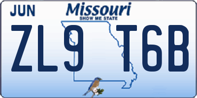 MO license plate ZL9T6B