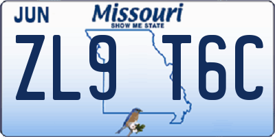 MO license plate ZL9T6C