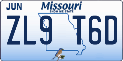 MO license plate ZL9T6D