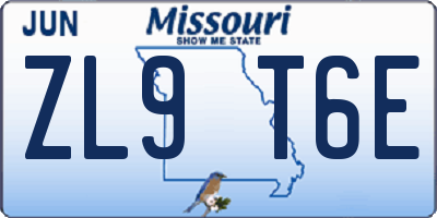 MO license plate ZL9T6E