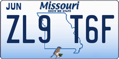 MO license plate ZL9T6F