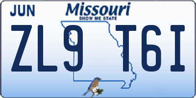 MO license plate ZL9T6I
