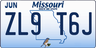 MO license plate ZL9T6J
