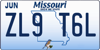MO license plate ZL9T6L