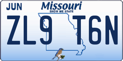 MO license plate ZL9T6N