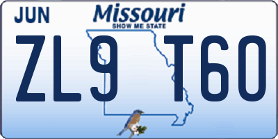 MO license plate ZL9T6O