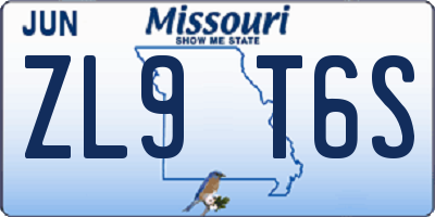 MO license plate ZL9T6S