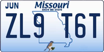 MO license plate ZL9T6T