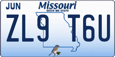 MO license plate ZL9T6U