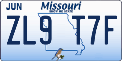 MO license plate ZL9T7F