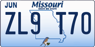 MO license plate ZL9T7O
