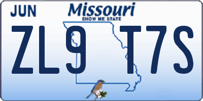 MO license plate ZL9T7S