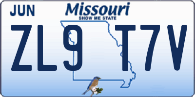 MO license plate ZL9T7V