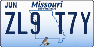 MO license plate ZL9T7Y