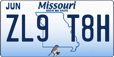 MO license plate ZL9T8H