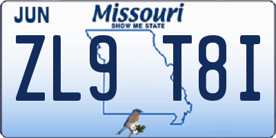 MO license plate ZL9T8I