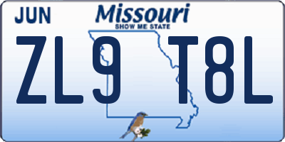 MO license plate ZL9T8L