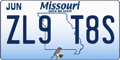 MO license plate ZL9T8S