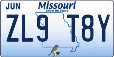 MO license plate ZL9T8Y