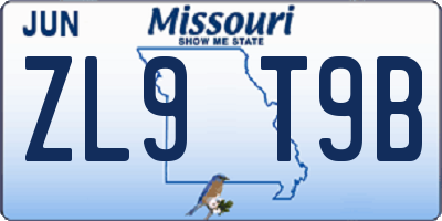 MO license plate ZL9T9B