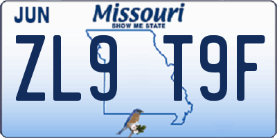 MO license plate ZL9T9F