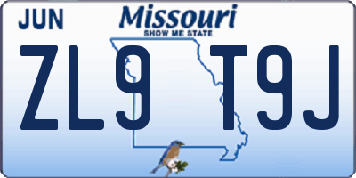 MO license plate ZL9T9J