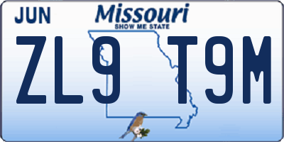 MO license plate ZL9T9M