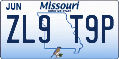 MO license plate ZL9T9P
