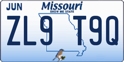 MO license plate ZL9T9Q