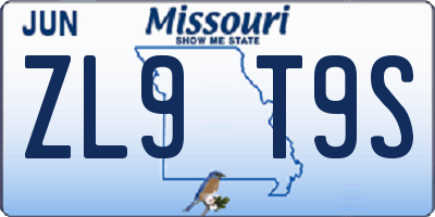 MO license plate ZL9T9S