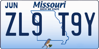 MO license plate ZL9T9Y