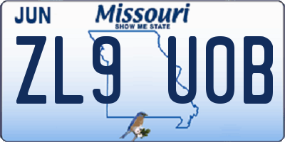 MO license plate ZL9U0B