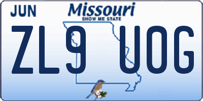 MO license plate ZL9U0G