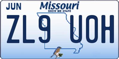 MO license plate ZL9U0H