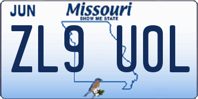 MO license plate ZL9U0L