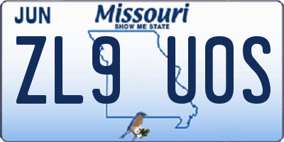 MO license plate ZL9U0S