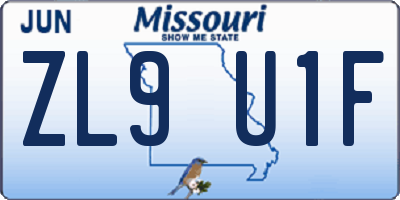MO license plate ZL9U1F
