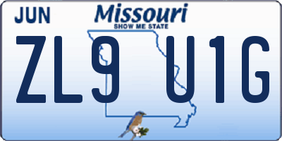 MO license plate ZL9U1G