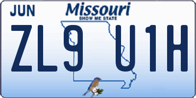 MO license plate ZL9U1H