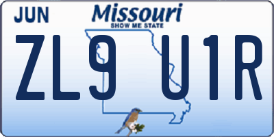 MO license plate ZL9U1R