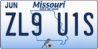 MO license plate ZL9U1S