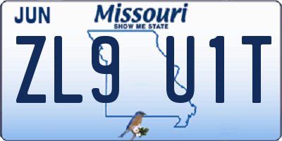 MO license plate ZL9U1T