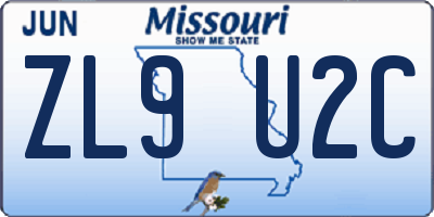 MO license plate ZL9U2C