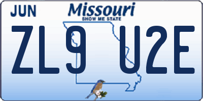 MO license plate ZL9U2E